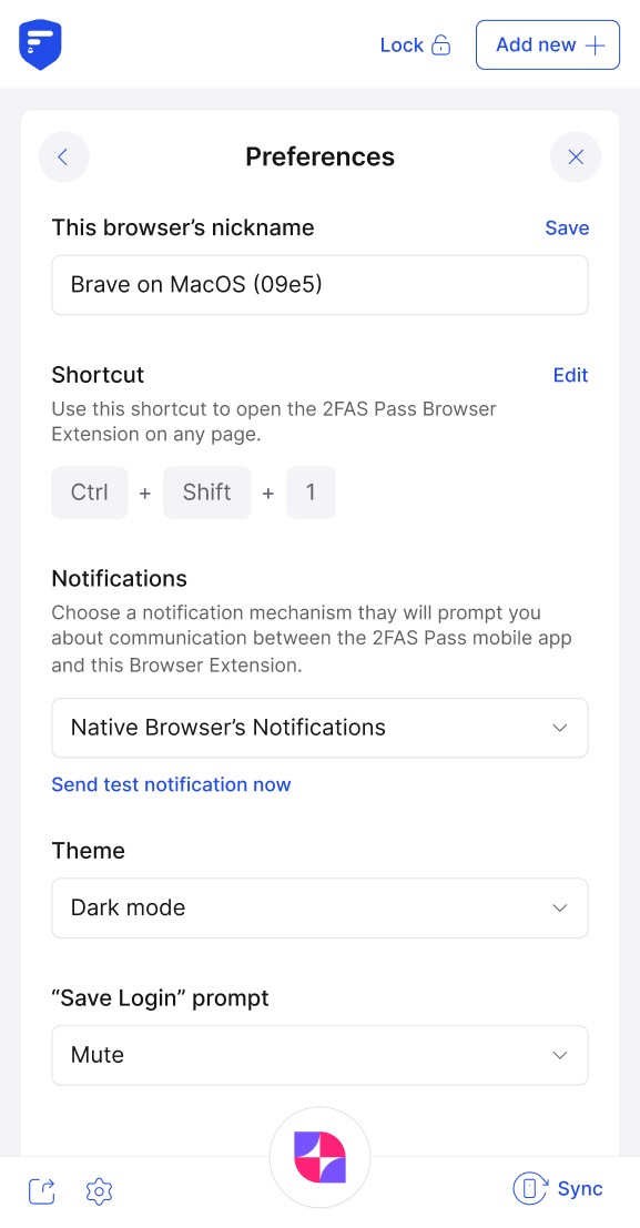 2FAS Pass Browser Extension - Preferences