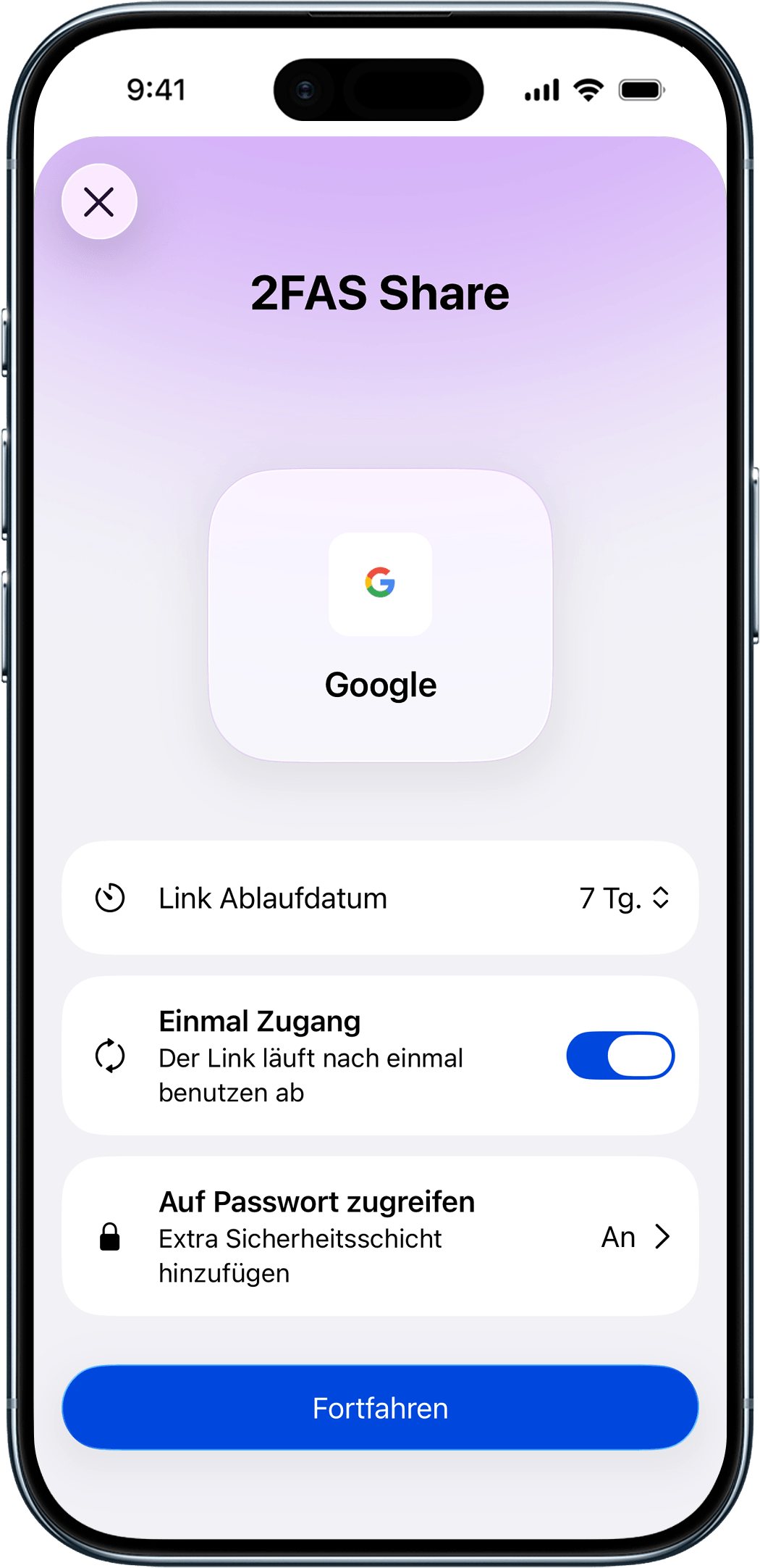 2FAS-Share-Konfiguration auf dem iPhone
