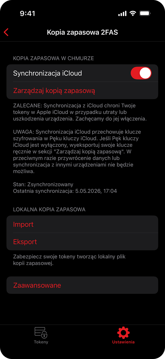 Kopia zapasowa w pliku i chmurze.