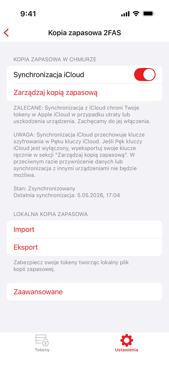 Kopia zapasowa w pliku i chmurze.