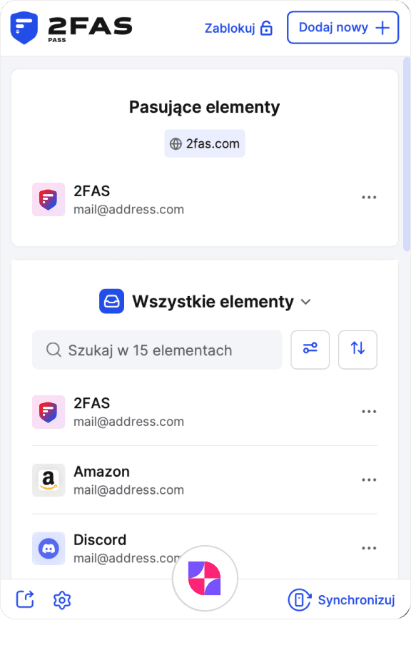 Rozszerzenie przeglądarki 2FAS Pass
