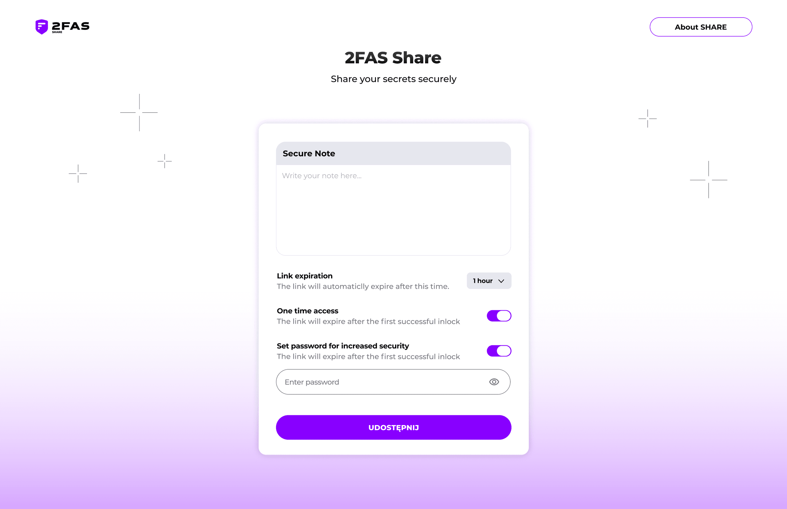 2FAS Share web dashboard preview