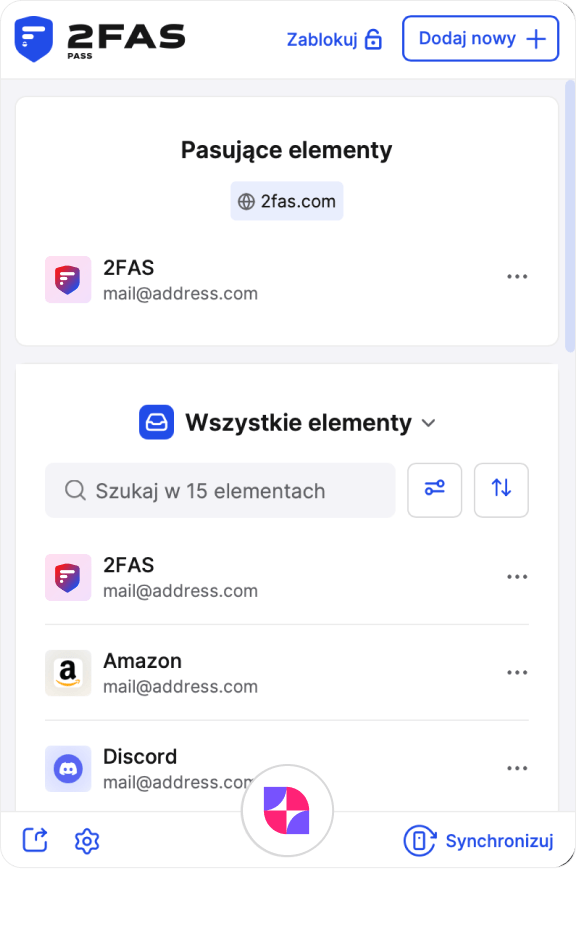 Rozszerzenie przeglądarki 2FAS Pass